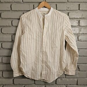 Buck Mason Marigold Stripe Gentleman Shirt Band Collar Mens Small BW13458.1573